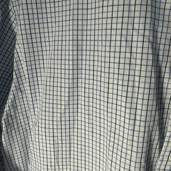 Men's IZOD Blue Long Sleeve Checkered Dress Shirt Size Large 100% Cotton - Picture 7 of 13